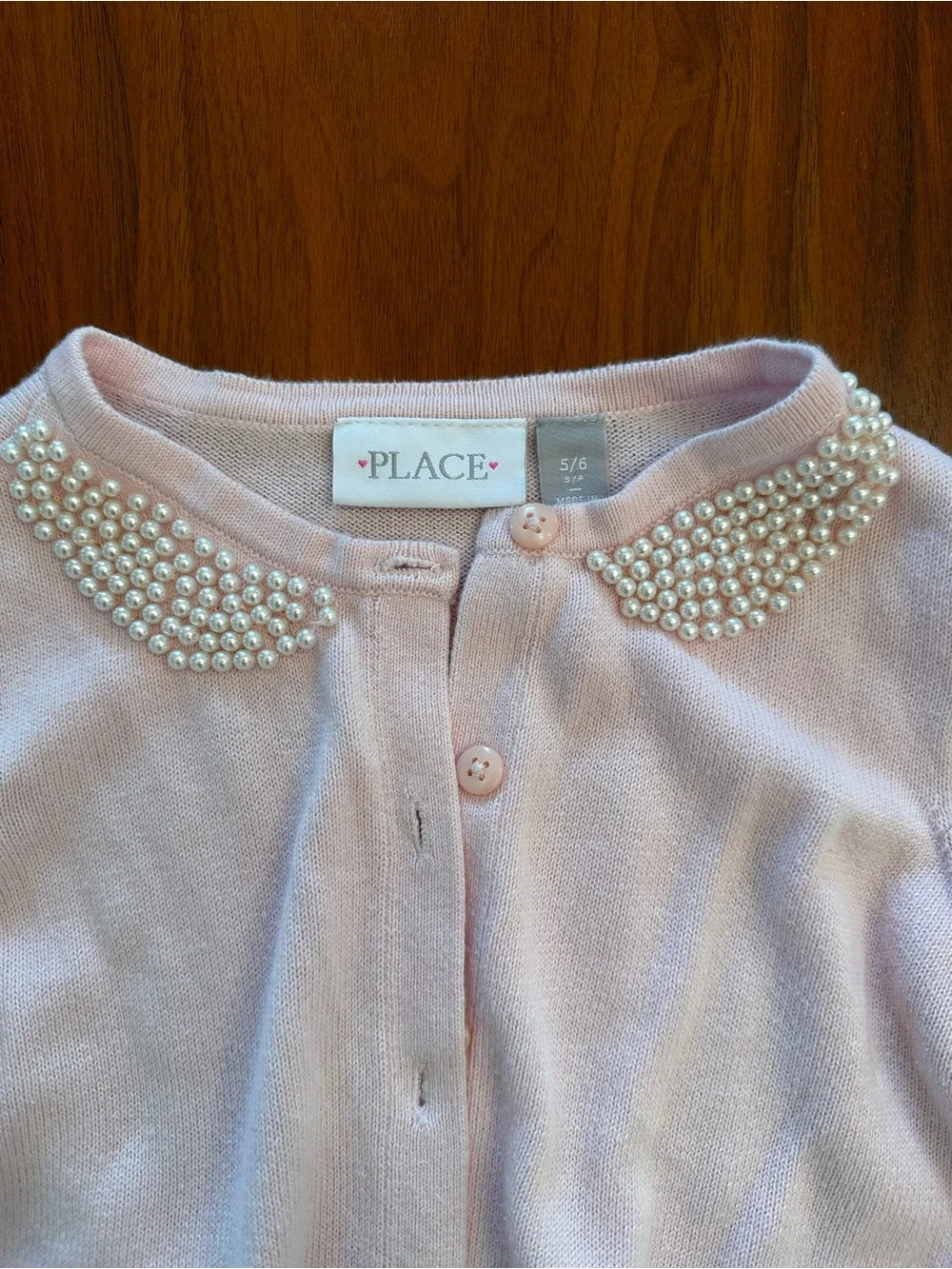 The Children's Place Light Pink Pearl Collar Cardigan ballet dance sweater